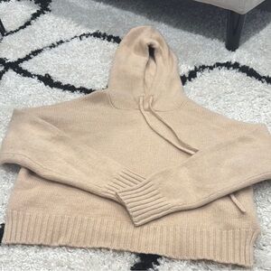 Aritzia Cashmere Cropped Hoodie Sweater beige tan Size S